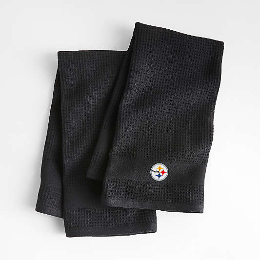 NFL Pittsburgh Steelers Waffle-Terry Black Organic Cotton Kitchen Towels, Set of 2