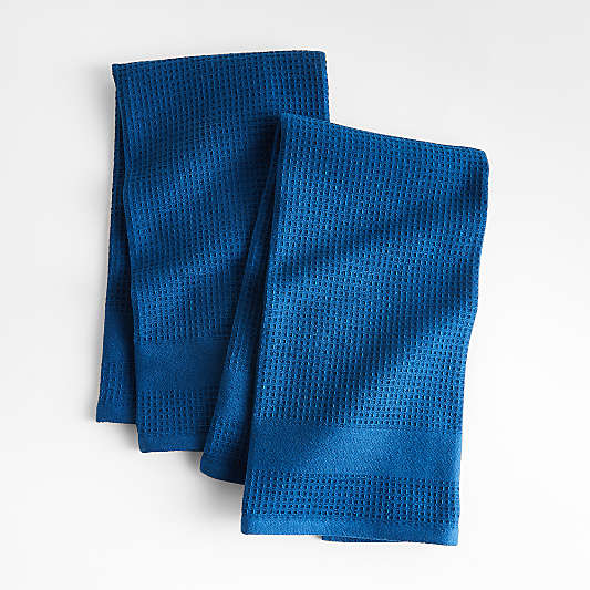 Waffle-Terry Deep Sea Blue Dish Towels, Set of 2