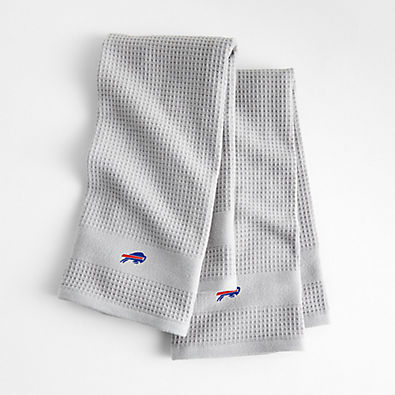 View NFL Buffalo Bills Waffle-Terry Alloy Grey Organic Cotton Kitchen Towels, Set of 2 details