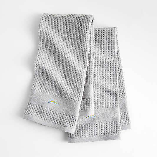 NFL Los Angeles Chargers Waffle-Terry Alloy Grey Organic Cotton Kitchen Towels, Set of 2