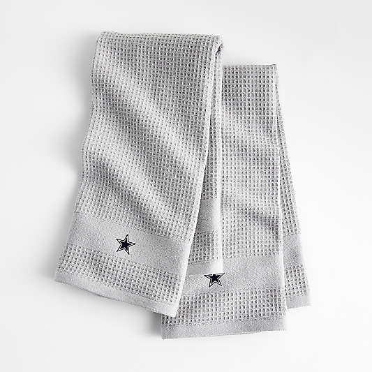 NFL Dallas Cowboys Waffle-Terry Alloy Grey Organic Cotton Kitchen Towels, Set of 2