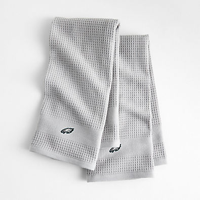 View NFL Philadelphia Eagles Waffle-Terry Alloy Grey Organic Cotton Kitchen Towels, Set of 2 details