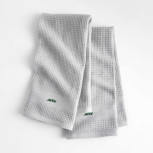 NFL New York Jets Waffle-Terry Alloy Grey Organic Cotton Kitchen Towels, Set of 2