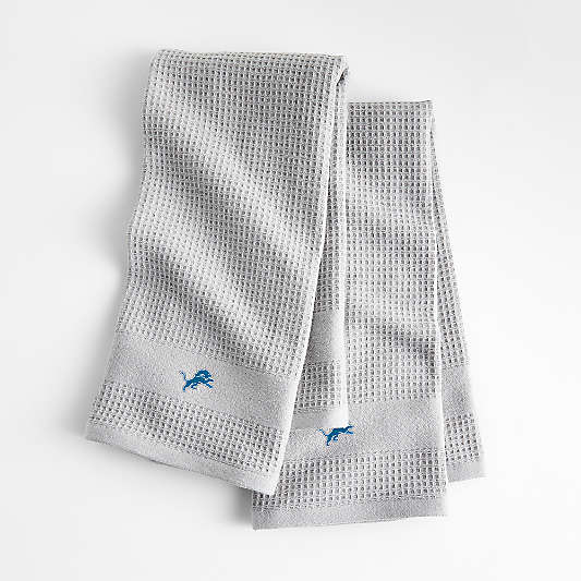 NFL Detroit Lions Waffle-Terry Alloy Grey Organic Cotton Kitchen Towels, Set of 2