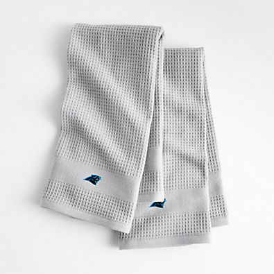View NFL Carolina Panthers Waffle-Terry Alloy Grey Organic Cotton Kitchen Towels, Set of 2 details