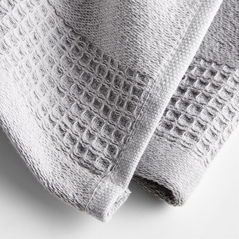 Waffle-Terry Alloy Grey Organic Cotton Dish Towels, Set of 2