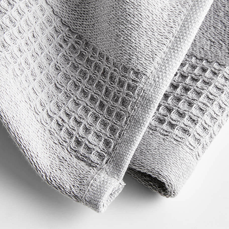 Waffle-Terry Alloy Grey Organic Cotton Dish Towels, Set of 2 +