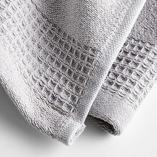 Waffle-Terry Alloy Grey Organic Cotton Kitchen Towels, Set of 2