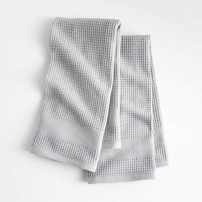 Waffle-Terry Alloy Grey Organic Cotton Dish Towels, Set of 2
