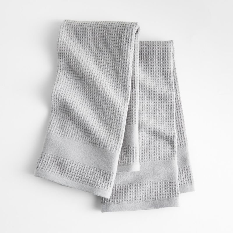 Textured Terry Alloy Grey Organic Cotton Dish Towels, Set of 2