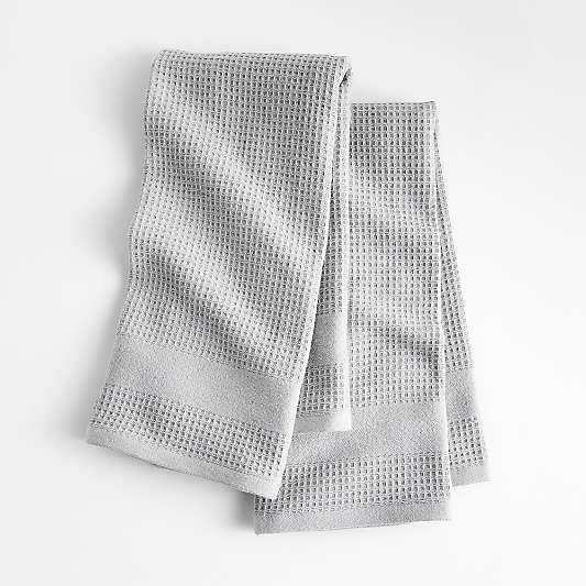 Waffle-Terry Alloy Grey Organic Cotton Dish Towels, Set of 2