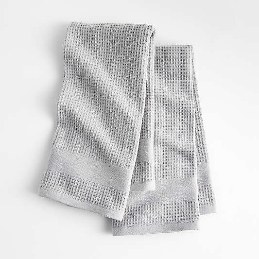 Waffle-Terry Alloy Grey Organic Cotton Kitchen Towels, Set of 2