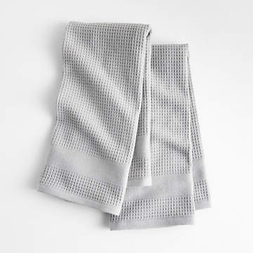 Santana Woven Cotton Striped Tea Towel w Tassels - Grey