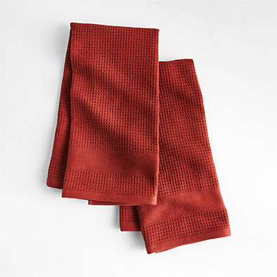 View Waffle-Terry Brick Red Dish Towels, Set of 2 details