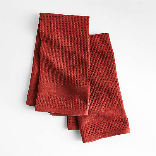 Waffle-Terry Brick Red Dish Towels, Set of 2