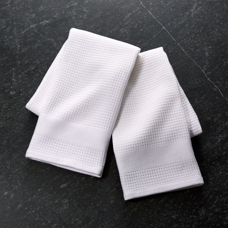 Rigg's 2 Pack Embroidered Kitchen Tea Towels 100% Absorbent Cotton Waffle Design