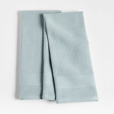 View Waffle-Terry Blue Mist Dish Towels, Set of 2 details