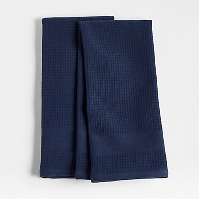 View Waffle-Terry Indigo Organic Cotton Kitchen Towels, Set of 2 details