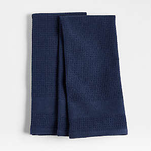 Linen Tea Towels 2 Pcs. NAVY BLUE Linen Tea Towels. Hand 