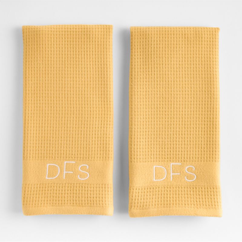 Waffle Terry Saffron Yellow Organic Cotton Dish Towels, Set of 2 - image 1 of 4