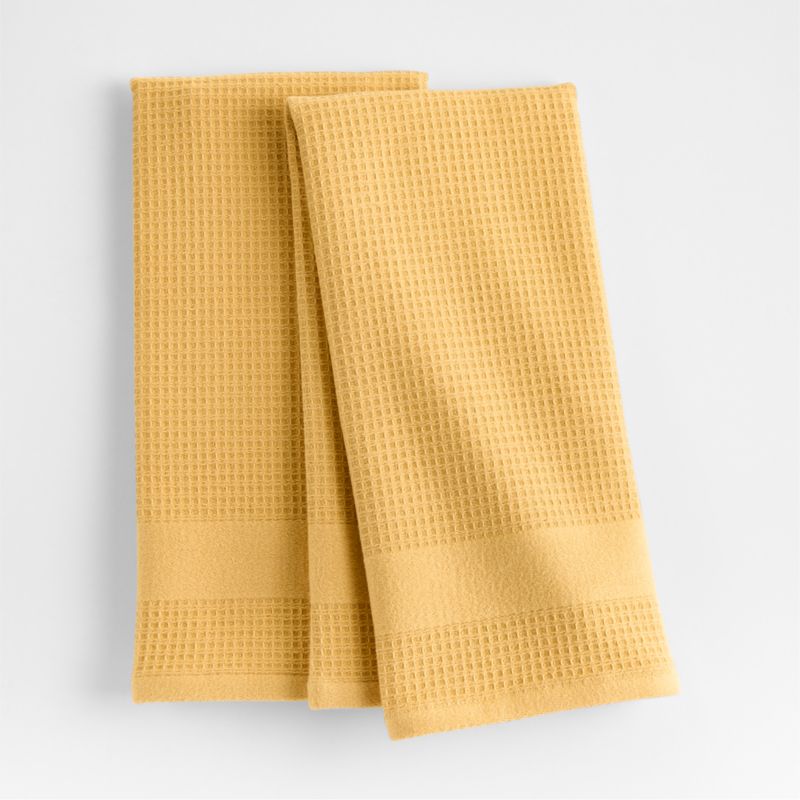 Waffle Terry Saffron Yellow Organic Cotton Dish Towels, Set of 2 - image 0 of 4