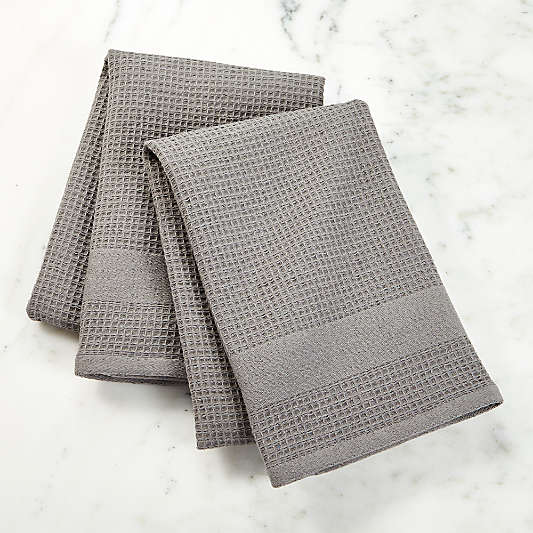 Waffle-Terry Grey Dish Towels, Set of 2