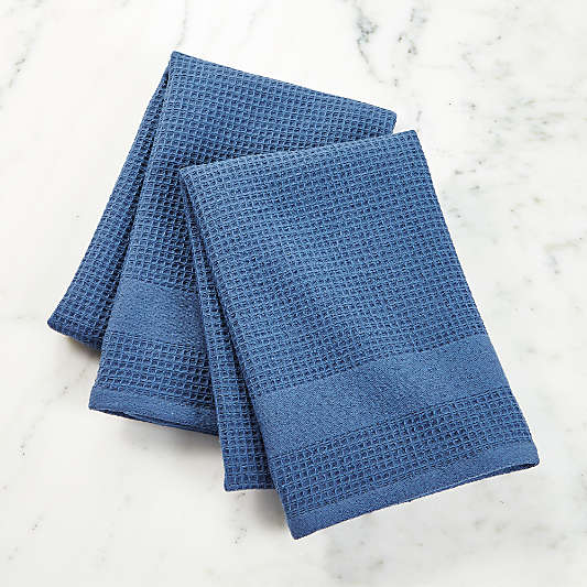 Waffle-Terry Indigo Dish Towels, Set of 2