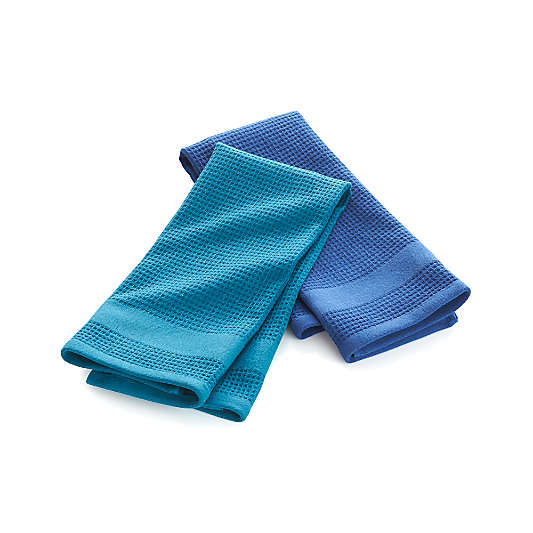 Set of 2 Waffle-Terry Blue Dish Towels