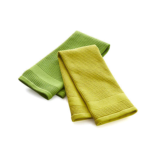 Set of 2 Waffle-Terry Green Dish Towels