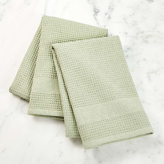 Waffle-Terry Sage Dish Towels, Set of 2