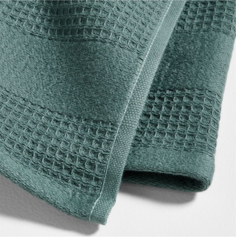 Waffle-Terry Pendula Green Organic Cotton Dish Towels, Set of 2