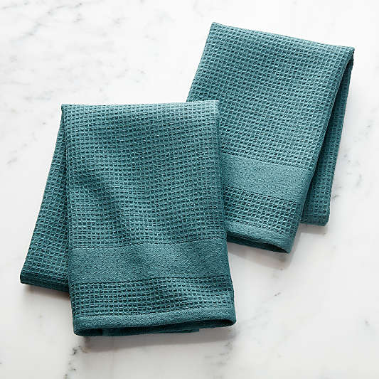 Waffle/Terry Spruce Dish Towels, Set of 2