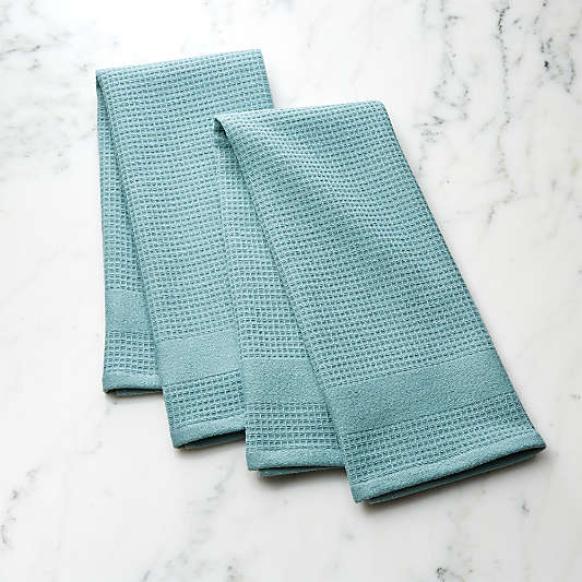 Waffle/Terry Mineral Blue Dish Towels, Set of 2