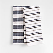 Cuisine Stripe Grey Organic Cotton Dish Towels, Set of 2