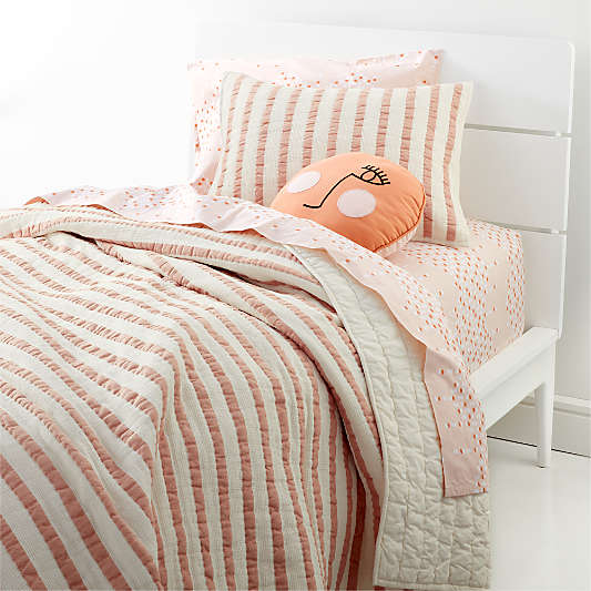 Pink Striped Waffle Weave Organic Cotton Kids Quilt