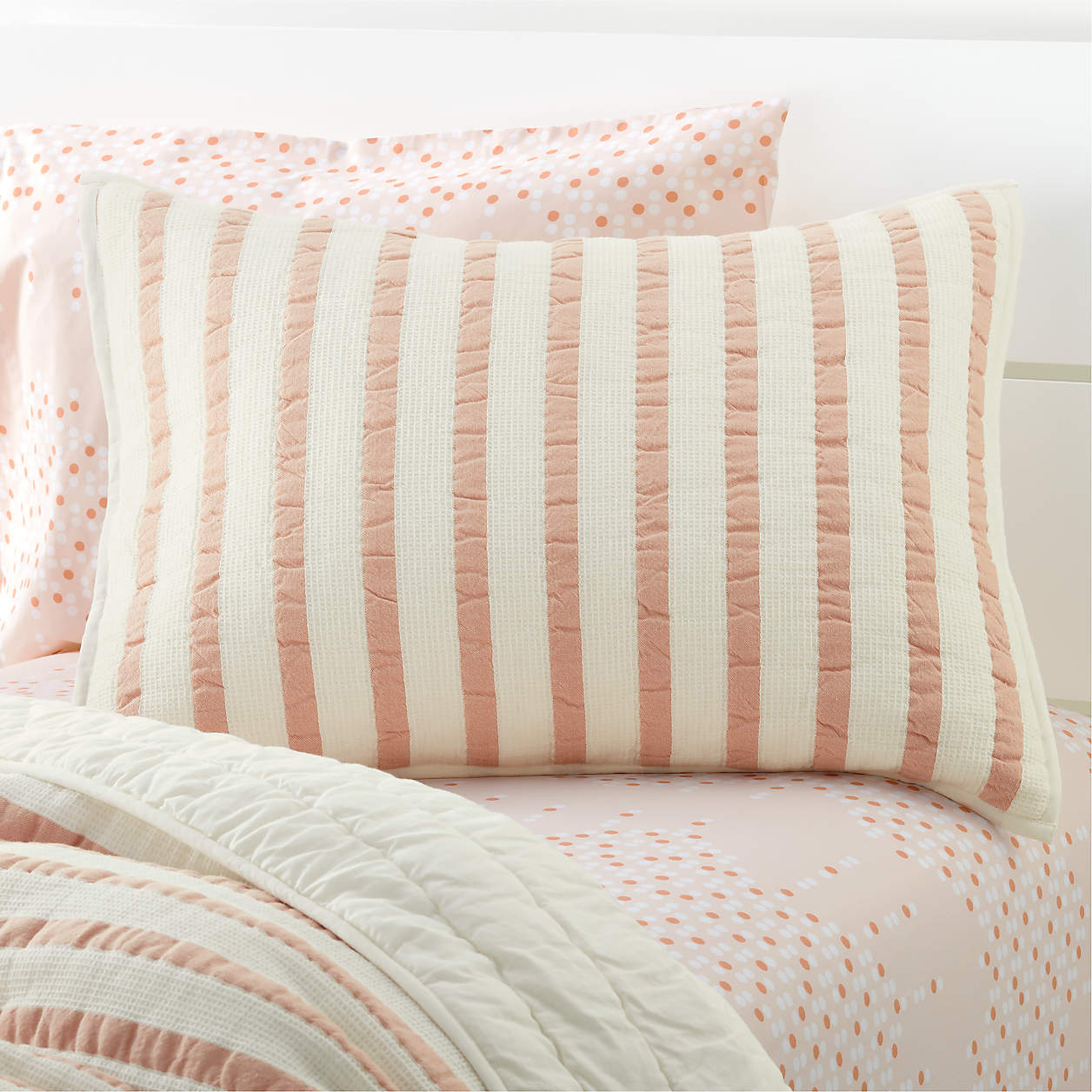 Modern Organic Waffle Weave Striped Pink Kids Pillow Sham + Reviews ...