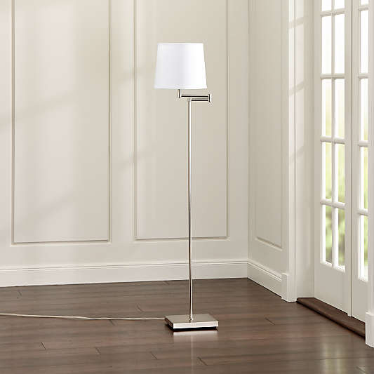 Adams Nickel Swing Arm Floor Lamp