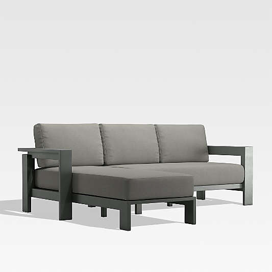 Walker 2-Piece Left Arm Metal Chaise Outdoor Sectional with Graphite Sunbrella ® Cushions.