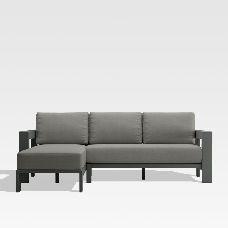 Walker 2-Piece Left Arm Metal Chaise Outdoor Sectional with Graphite Sunbrella ® Cushions.