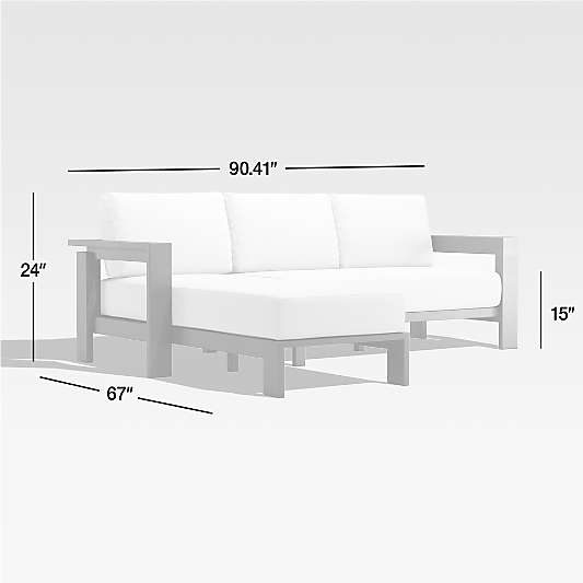 Walker 2-Piece Left-Arm Chaise Metal Outdoor Sectional Sofa with White Sunbrella ® Cushions