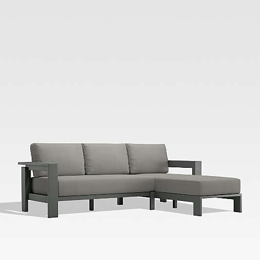 Walker 2-Piece Right Arm Chaise Metal Outdoor Sectional with Graphite Sunbrella ® Cushions.