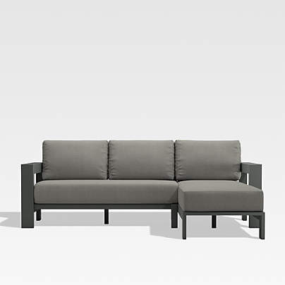 Walker 2-Piece Right Arm Chaise Metal Outdoor Sectional with Graphite Sunbrella ® Cushions.