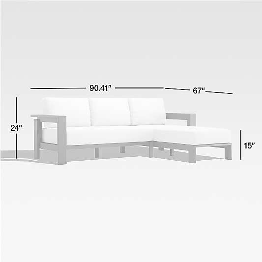 Walker 2-Piece Right-Arm Chaise Metal Outdoor Sectional Sofa with White Sunbrella ® Cushions