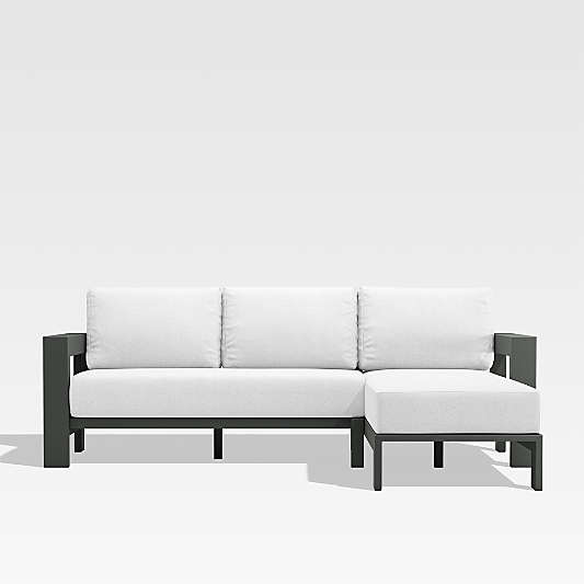 Walker 2-Piece Right-Arm Chaise Metal Outdoor Sectional Sofa with White Sunbrella ® Cushions