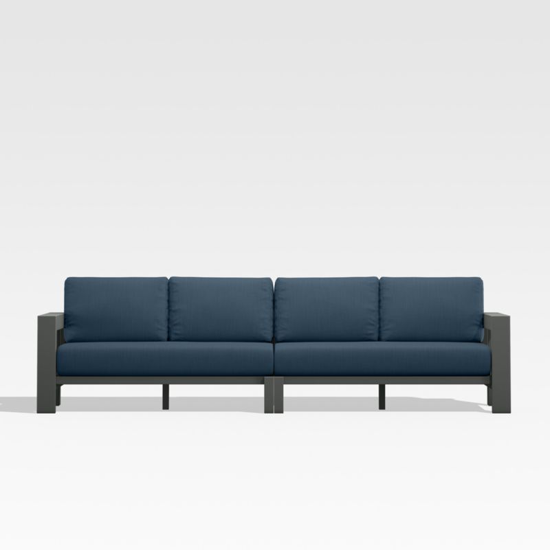 Viewing product image Walker 117" 2-Piece Metal Sectional Sofa with Cast Harbor Blue Sunbrella ® Cushions - image 1 of 9