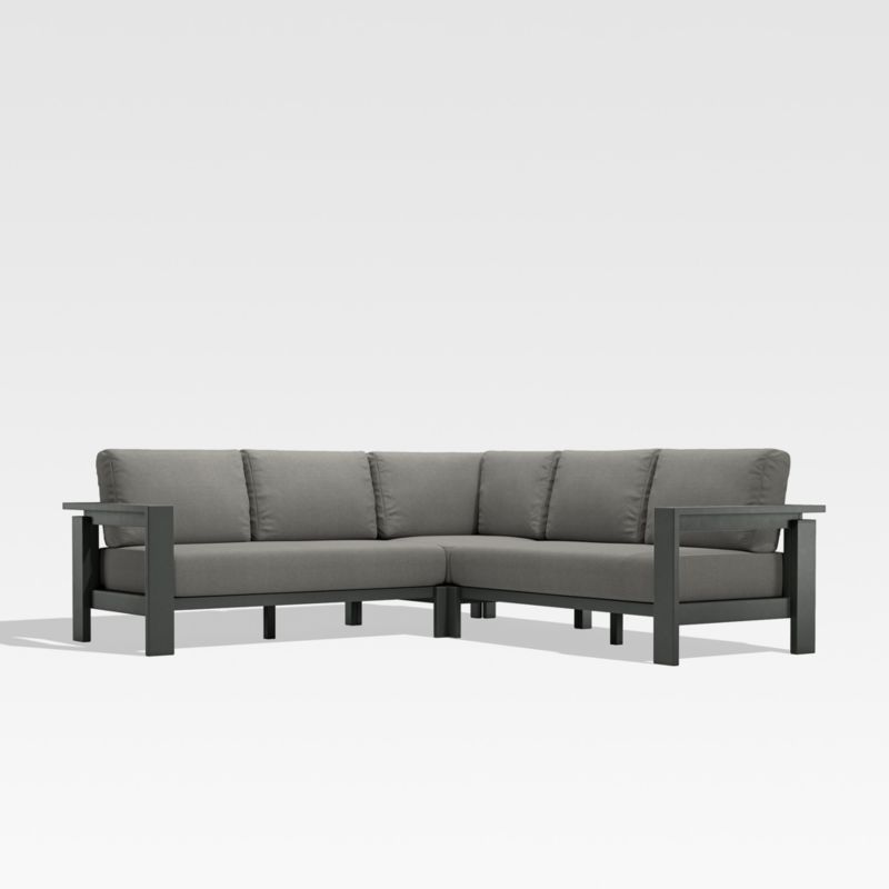 Walker 3-Piece Metal Outdoor Sectional with Graphite Sunbrella ® Cushions. - image 0 of 6