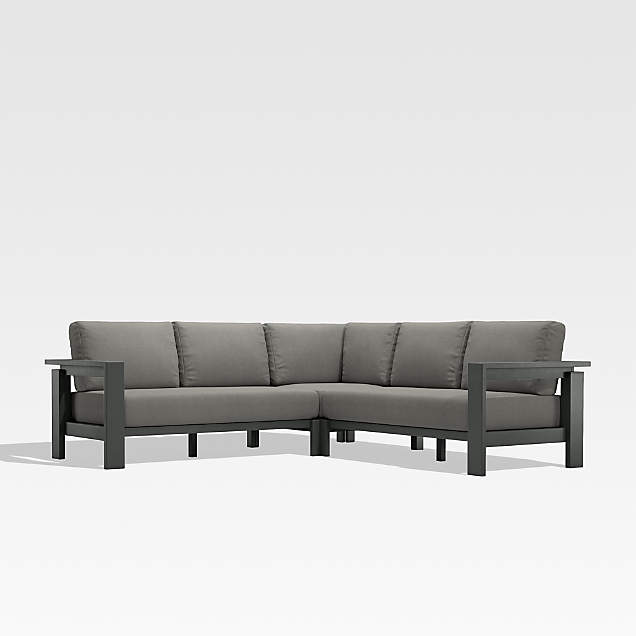 Walker Outdoor Metal Sofa with Graphite Sunbrella Cushions + Reviews Crate & Barrel