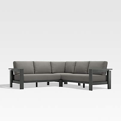 Walker 3-Piece Metal Outdoor Sectional with Graphite Sunbrella ® Cushions.