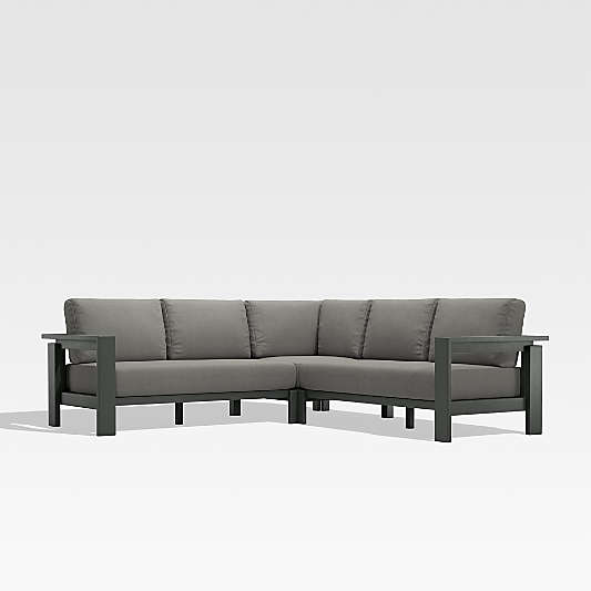 Walker 3-Piece Metal Outdoor Sectional with Graphite Sunbrella ® Cushions.