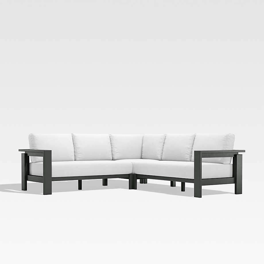 Walker 3Piece Metal Outdoor Sectional with White Sunbrella Cushions